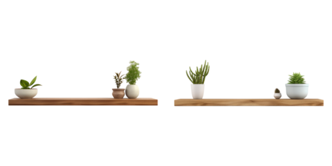 Floating wall wooden isolated on transparent background, PNG, Set of