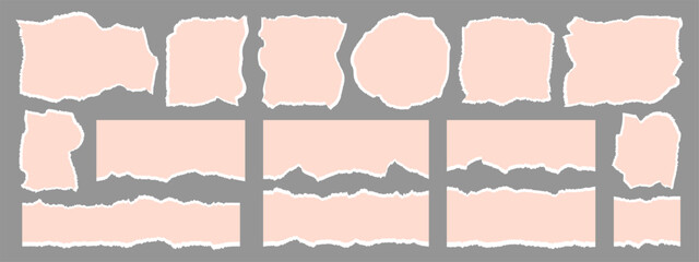 Collection of ripped paper, jagged, torn paper frames vector illustration