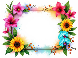 Fototapeta premium Decorative frame with flowers