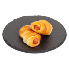 Pastry pies on a black plate