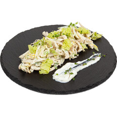 Squid salad on a plate on a white background