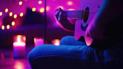 Acoustic Guitar Session Under Neon Lights