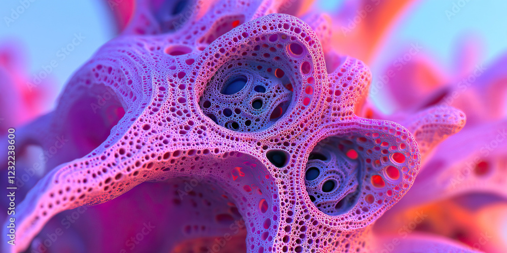 Aufkleber digital render of porous three-dimensional structure