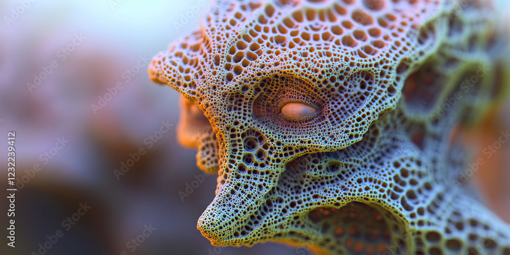 Poster digital render of porous textured object