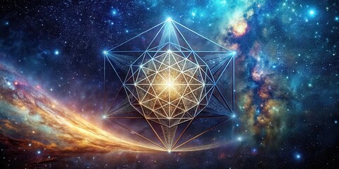 Ancient Celestial Structure on Galaxy Background, cosmos, geometric shape,  cosmos