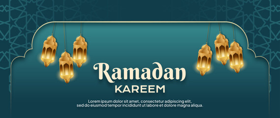 Naklejka premium Islamic Eid al-Fitr background vector with typography in the center. Web banner, wallpaper, banner, brochure. Geometric shape background. 