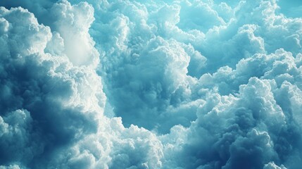 Aerial view Sunlit cloudscape, above-clouds, texture, background, design
