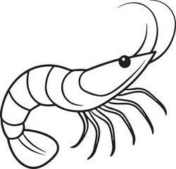 line art of a shrimp fish