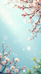 Springtime cherry blossoms against bright blue sky