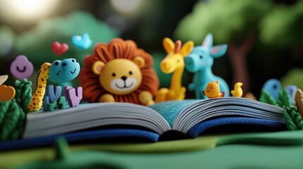 Whimsical Animal Friends in a Storybook Setting