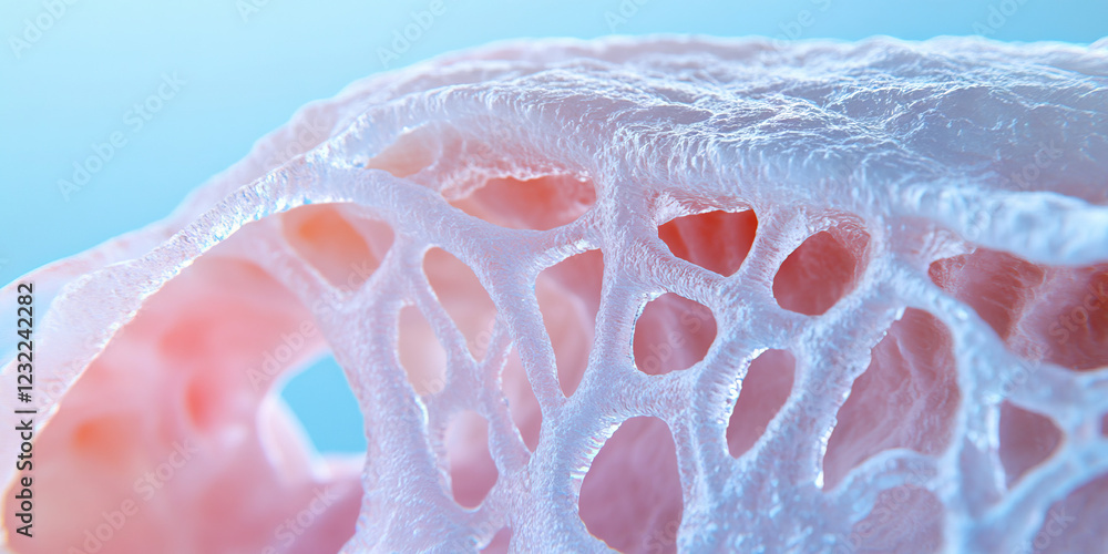 Poster microscopic image of porous structure with interconnected spaces