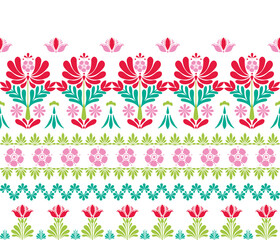 Colorful Floral Folk Pattern Inspired by folk art.