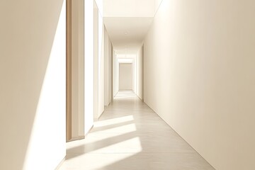 An illustration of a sleek office corridor design.