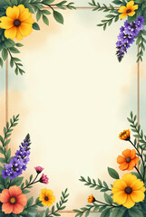 Obraz premium Decorative frame with flowers