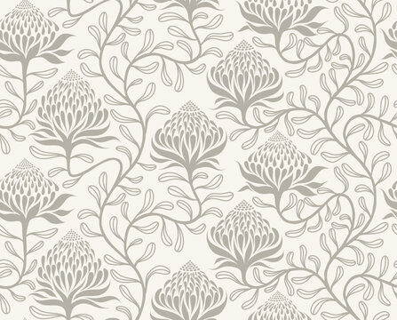 Abstract pattern geometric flower and leaf shape. floral nature organic modern art seamless pattern. 