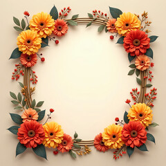Fototapeta premium Decorative frame with flowers