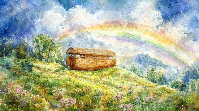 Debbie Kingston Baker Noah's Ark 水彩　絵画 Debbie Kingston Baker Noah's Ark 水彩 絵画 Debbie Kingston