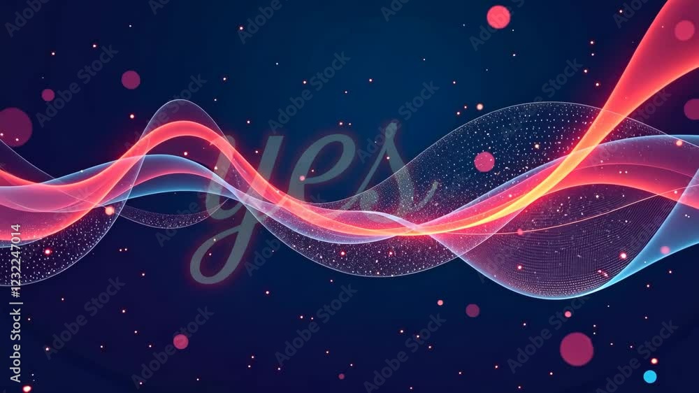 Aufkleber a red and blue wave with the word yes written in white. the word yes is written in a cursive style
