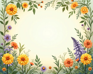 Fototapeta premium Decorative frame with flowers