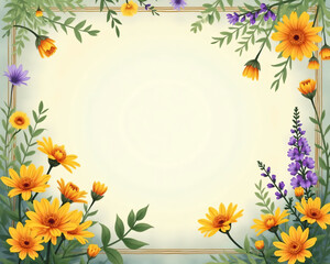 Fototapeta premium Decorative frame with flowers