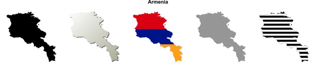 Fototapeta premium Armenia outline map set