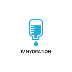 IV hydration logo, nutrition infusion with drip bottle. medical nursing design