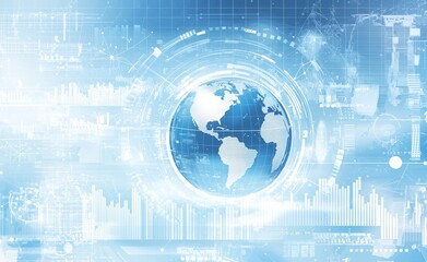 Global Business and Technology Concept with Blue Globe and Digital Charts