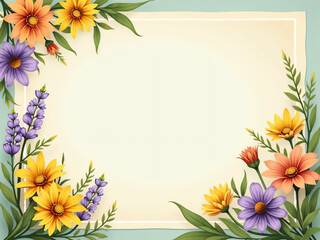 Obraz premium Decorative frame with flowers