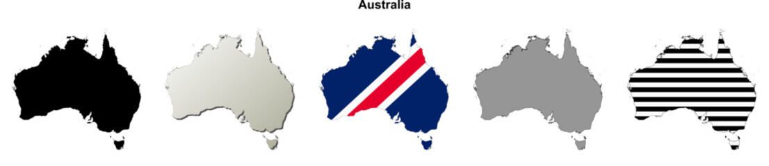 Australia outline map set