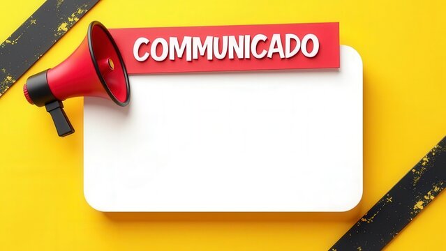 Megaphone making an announcement with comunicado sign on yellow background