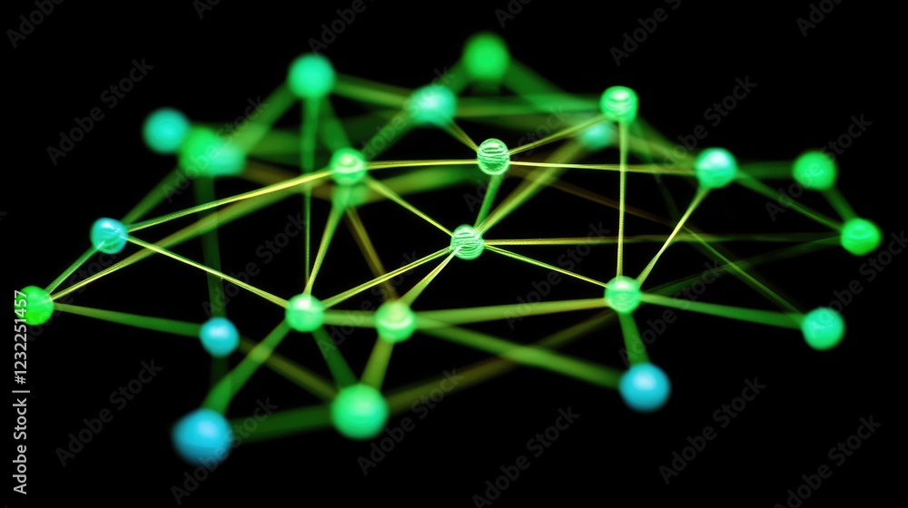 Poster a glowing data network structure representing artificial intelligence processing.