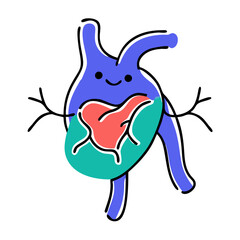 Cute Human Heart Vector: Happy Anatomical Organ Illustration