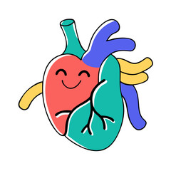 Colorful Anatomy Heart Vector: Friendly and Playful Design