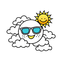 Happy Sunshine Clipart: Cute Sun and Clouds Cartoon Design