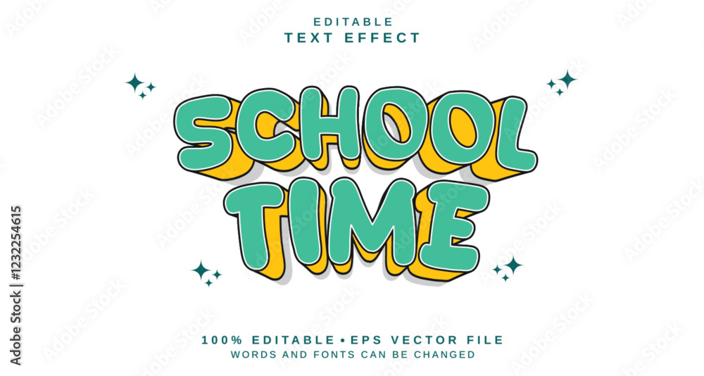 Aufkleber editable text style effect - school time text style theme.