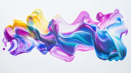 Fototapeta premium Vivid Abstract Paint Swirl on White Canvas