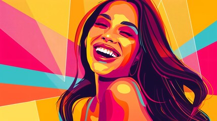 Joyful Young Woman Flat Vector Illustration for Creative Projects