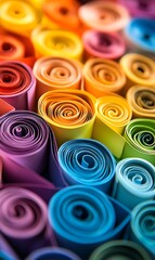 a group of colorful rolled up paper