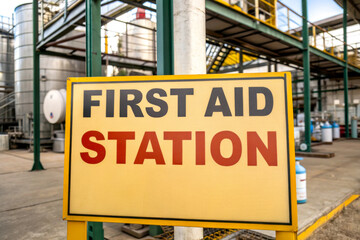 Obraz premium A bright yellow sign labeled 