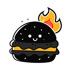 Flaming Burger Vector Illustration for Food Lovers