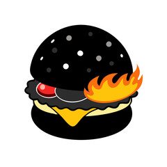 Flaming Burger Vector Illustration for Food Lovers