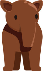 Illustration of a friendly tapir, a herbivorous mammal related to horses and rhinoceroses