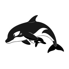 Obraz premium Orca Illustration Vector with Mother and Baby Whale