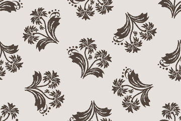 Ikat floral paisley embroidery seamless pattern on background. Ikat ethnic flower oriental pattern traditional. Aztec style abstract vector illustration. design for ikat floral fashion fabric,clothing