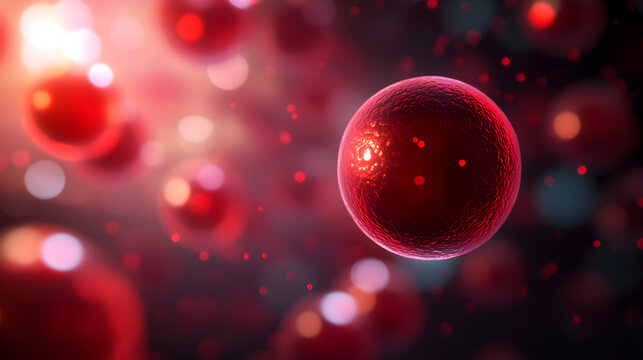 A microscopic view of a red blood cell, showcasing its biconcave disc shape and intricate surface texture