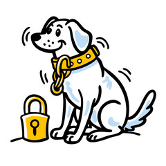 Pet Safety and Security Icon: Dog with Lock Vector