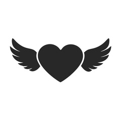 Winged Heart Icon Vector for Love and Freedom Theme