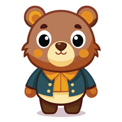 Generate a highly detailed illustration of an adorable cartoon bear, showcasing fluffy fur, expressive eyes, and a playful pose.  Emphasize cuteness.