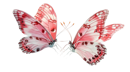 pink butterflies in watercolor style isolated on white or transparent png 
