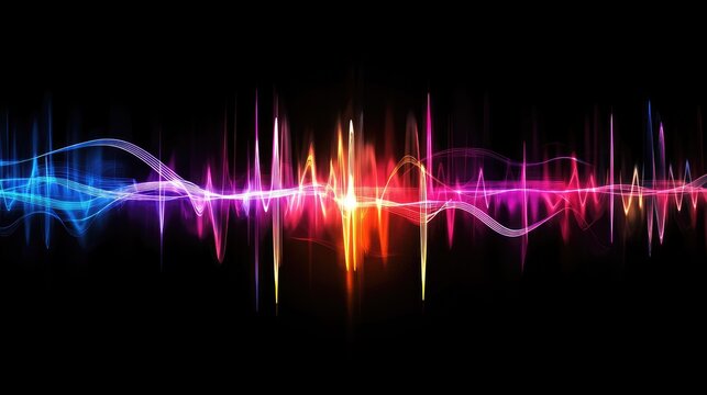 Radio broadcasting waves illustration, colorful abstract background.